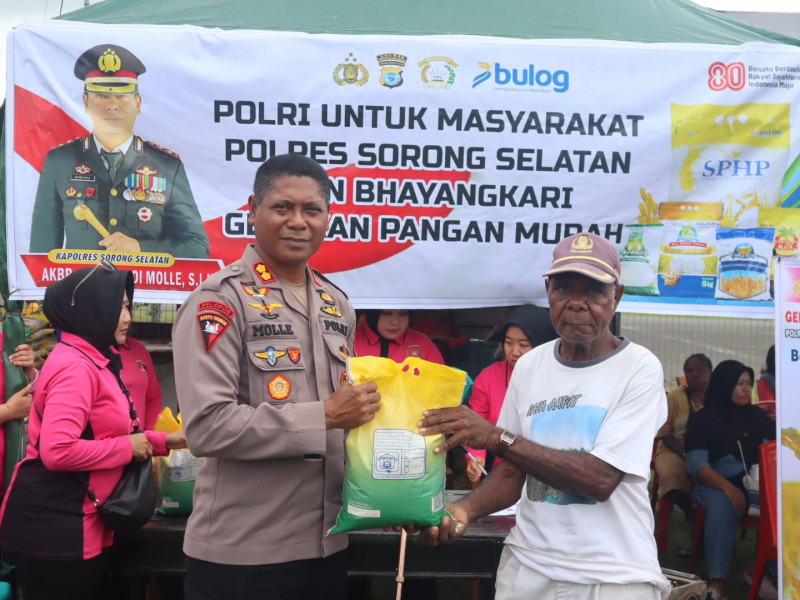 Sambut Hari Ulang Tahun (HUT) Republik Indonesia Ke-80, Polres Sorong Selatan dan Bhayangkari Gelar Gerakan Pangan Murah