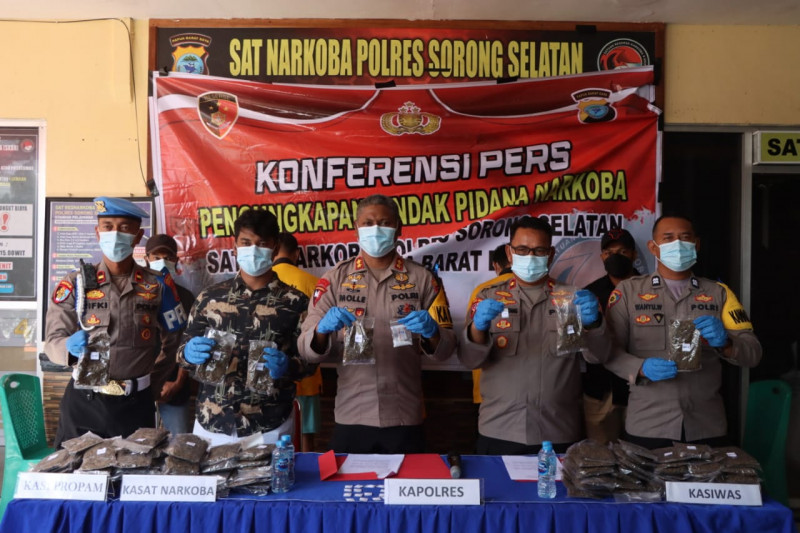 Polres Sorong Selatan  Release Pengungkapan Kasus Dan Pemusnahan Barang Bukti Narkotika.